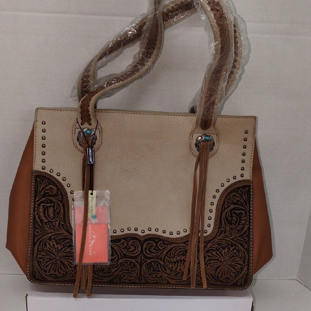 Montana West Tan and Brown Tote Bag